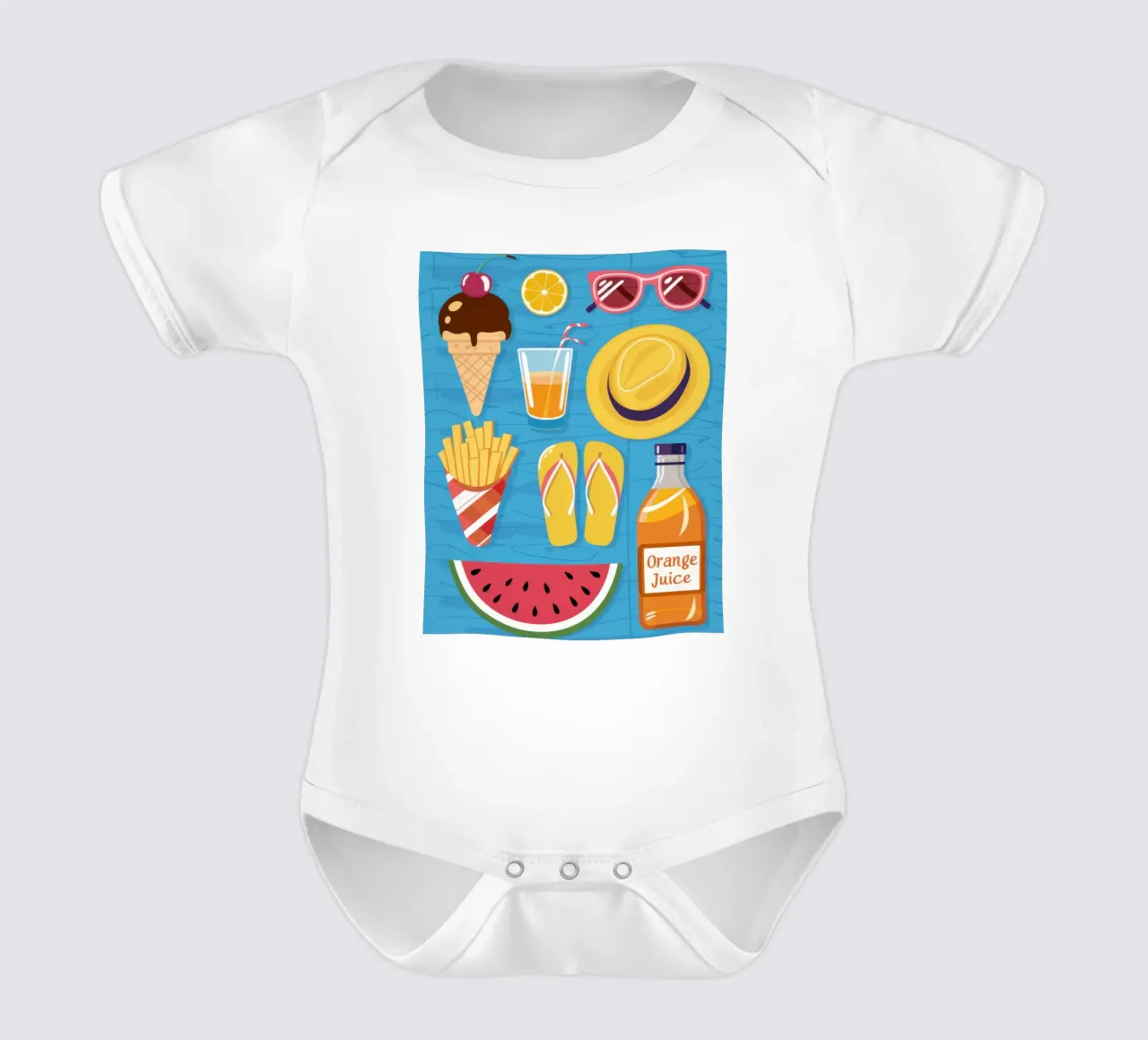 Spiaggia estiva Flatlay body neonato maniche corte da Mark Solaria
