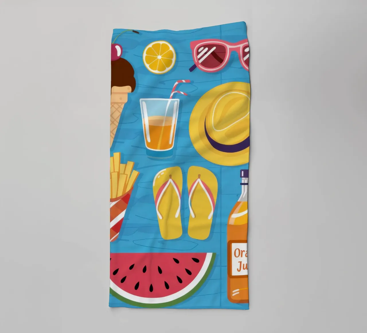 Spiaggia estiva Flatlay asciugamano da bagno da Mark Solaria