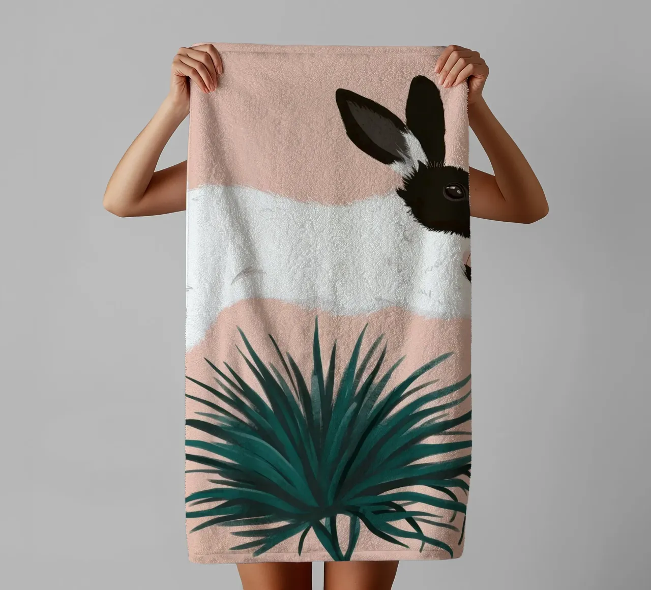 The Leaping Rabbit towel by Trace Brush