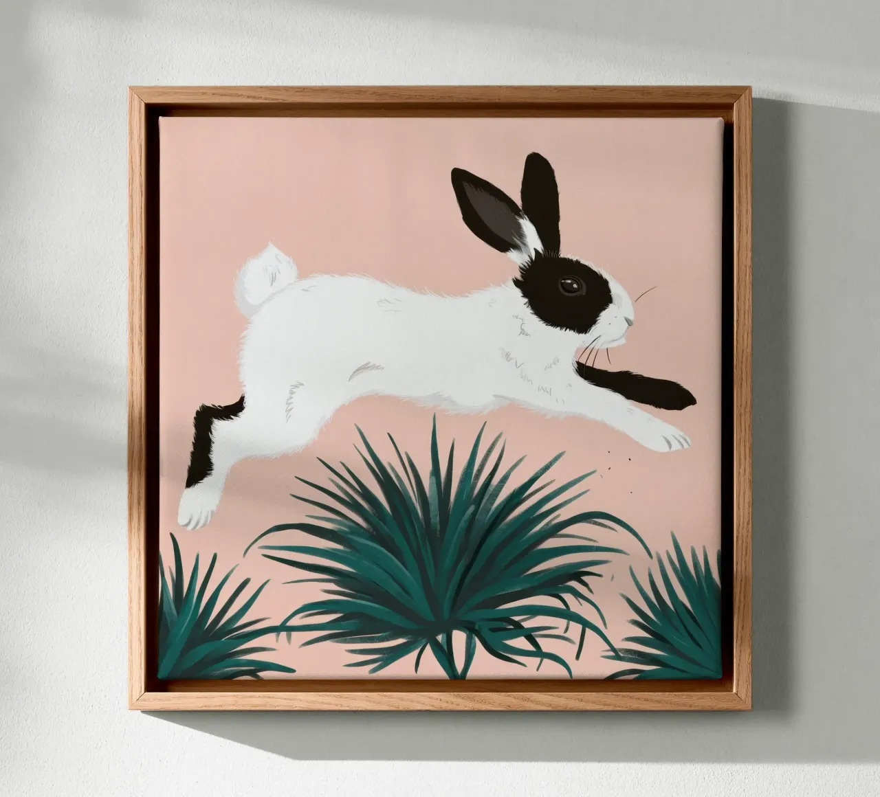 The Leaping Rabbit canvas with Floater frame by Trace Brush