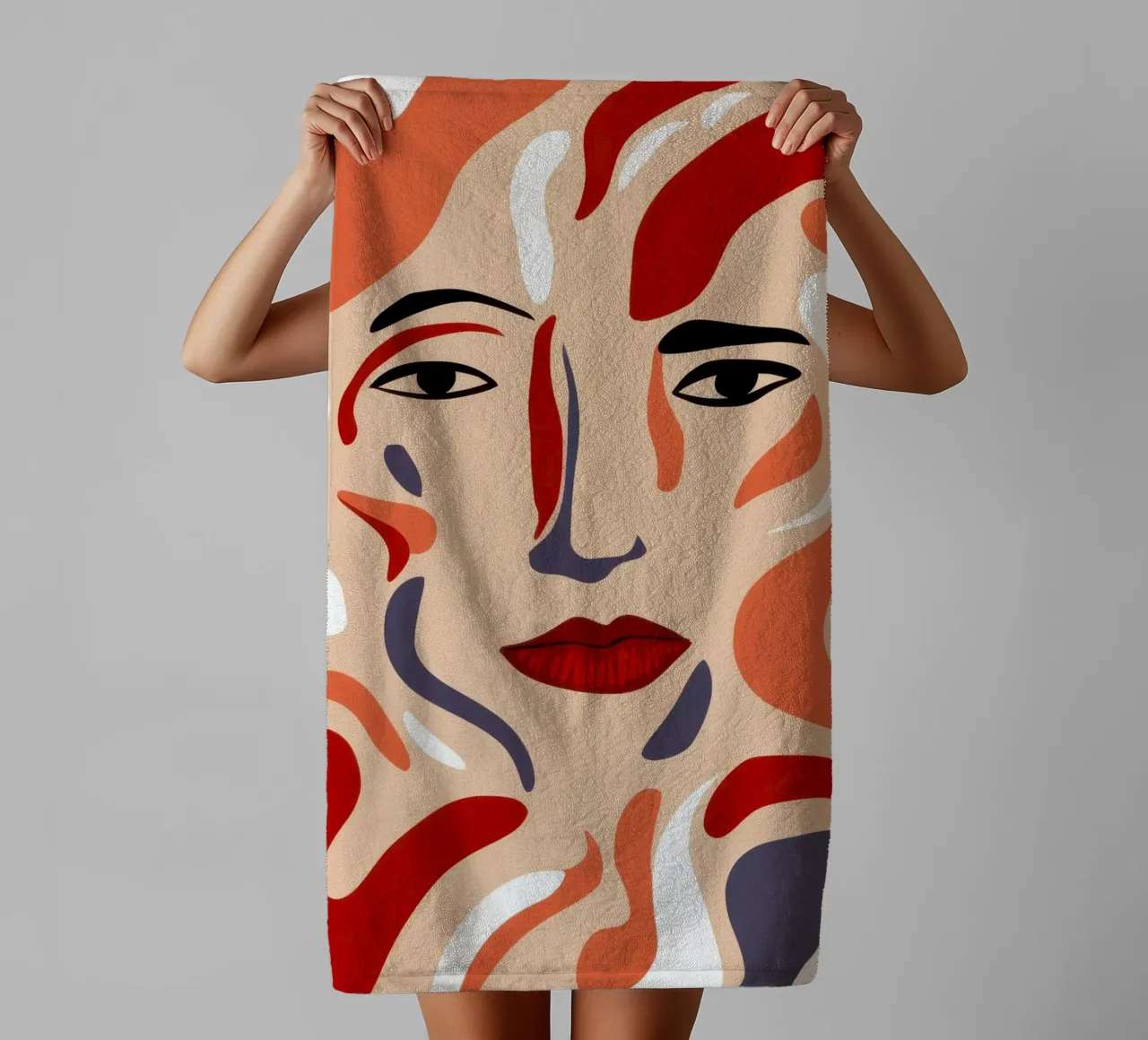 Abstract Face Flow towel by Gaia Viesta