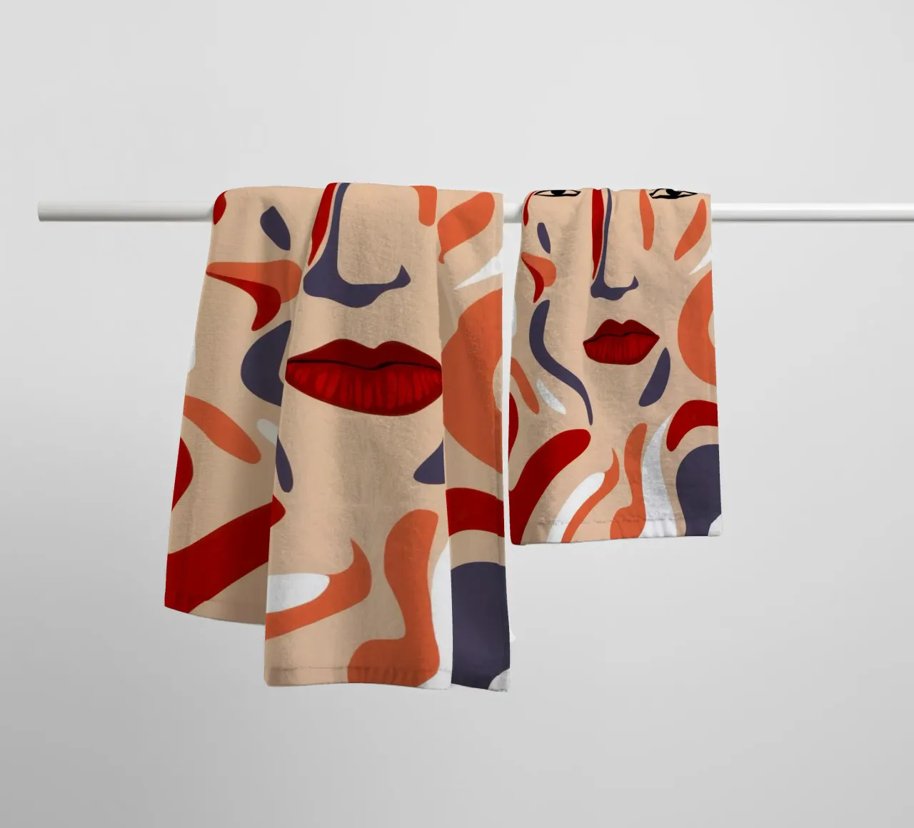 Abstract Face Flow towel by Gaia Viesta