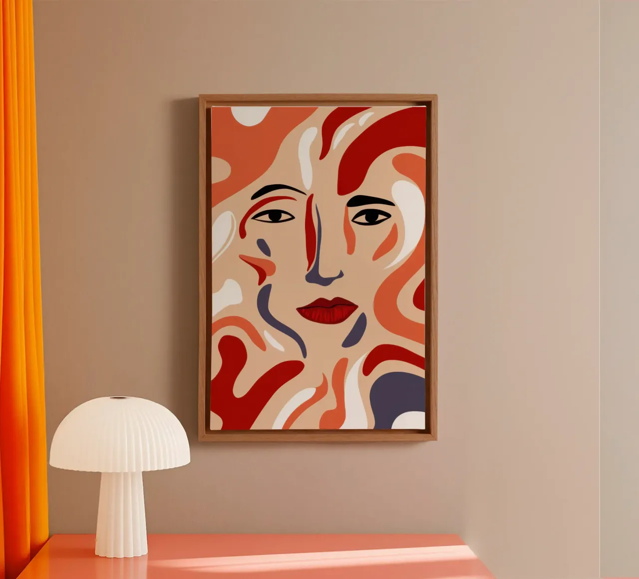 Abstract Gezichtsstroom canvas met Baklijst van Gaia Viesta
