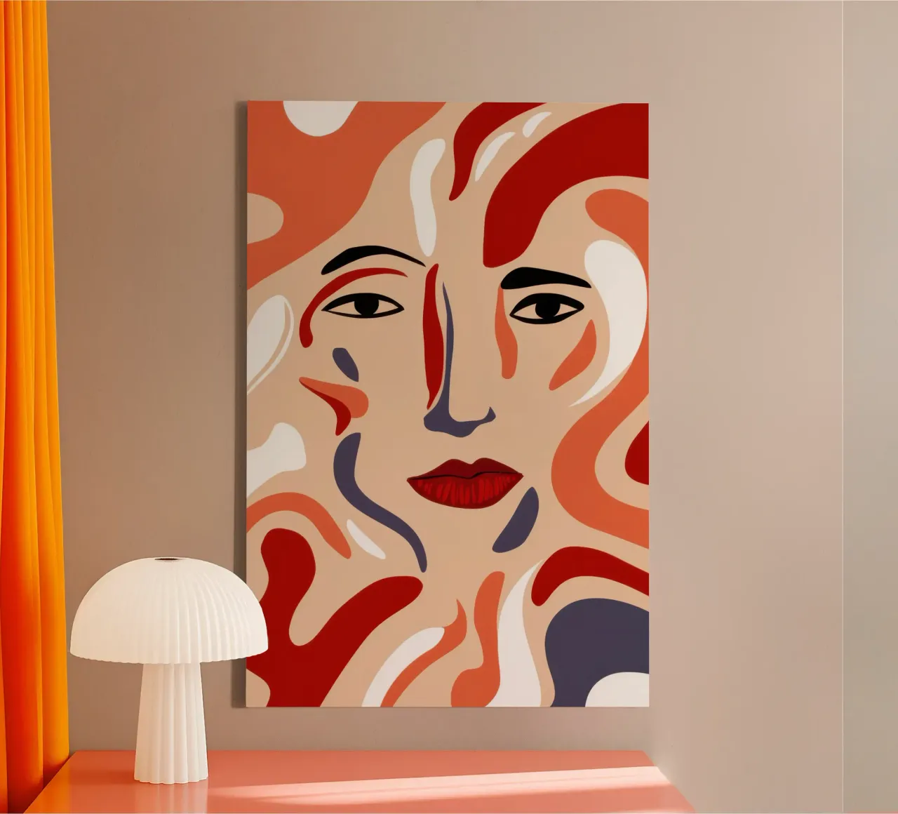 Abstract Gezichtsstroom canvas met Baklijst van Gaia Viesta