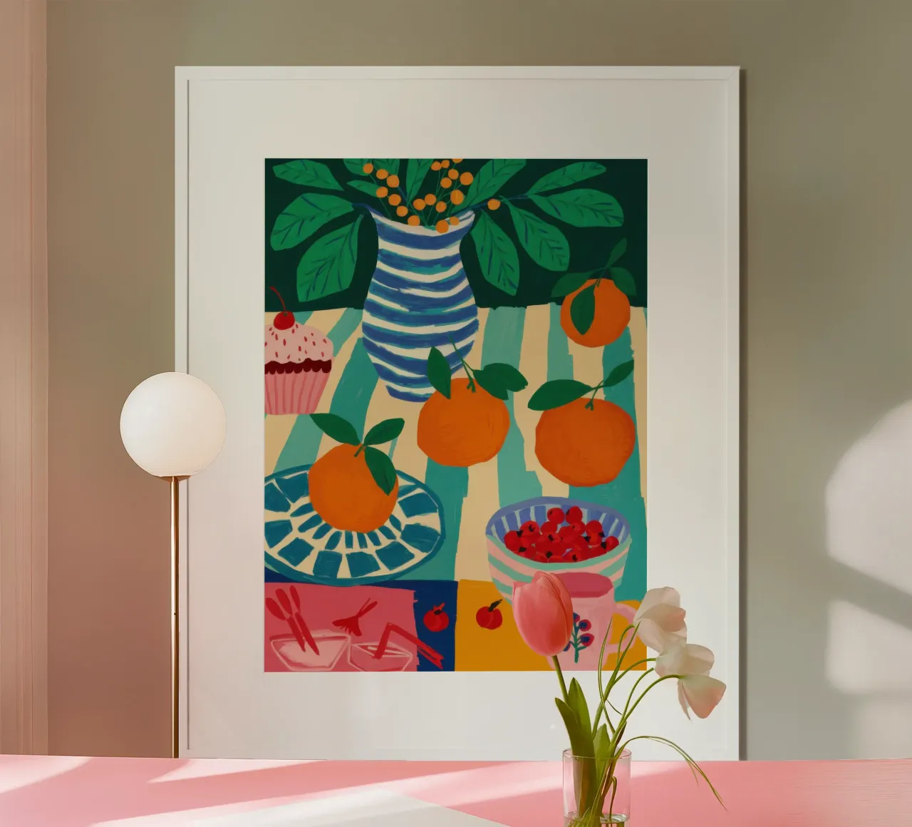 Camera soleggiata con arance poster da Trace Brush