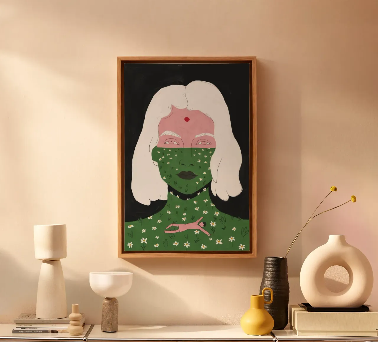 Serpent Goddess Power canvas with Floater frame by Gaia Viesta