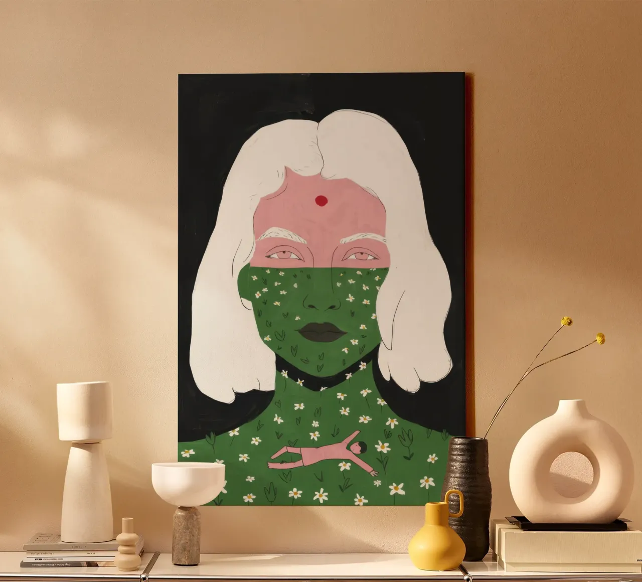 Serpent Goddess Power canvas with Floater frame by Gaia Viesta