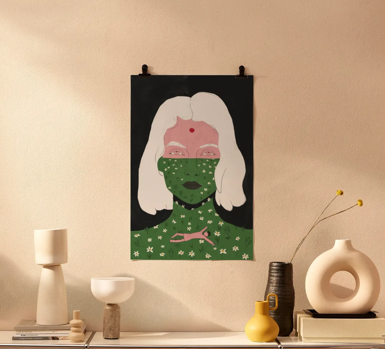 Poder de la Diosa Serpiente poster con marco de madera de Gaia Viesta