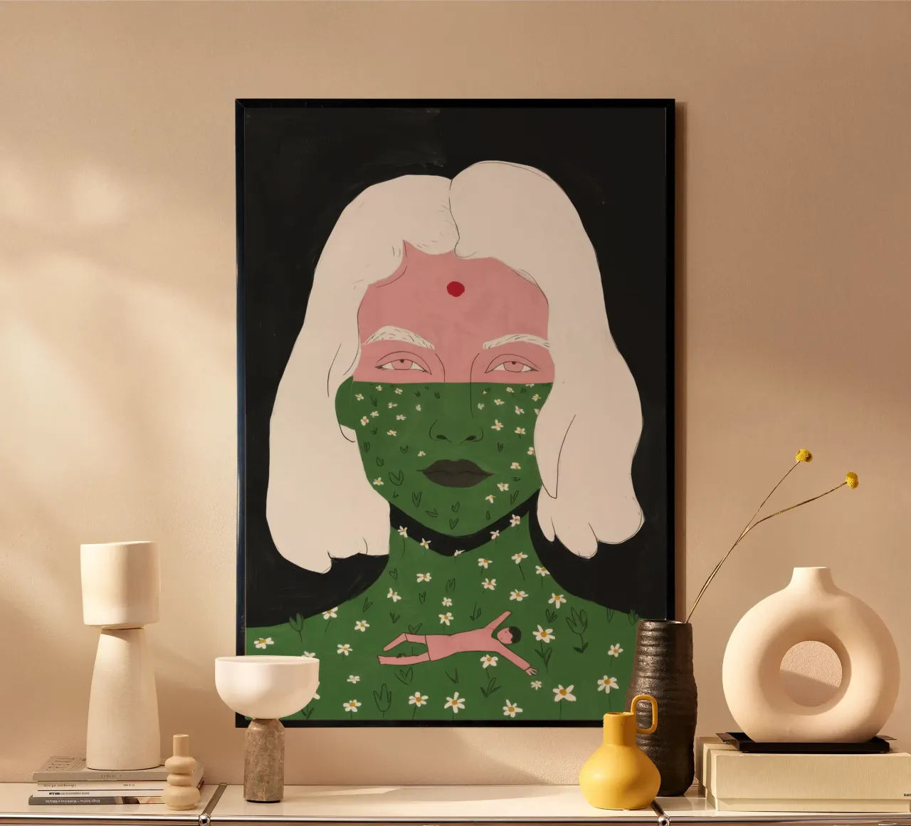 Poder de la Diosa Serpiente poster con marco de madera de Gaia Viesta