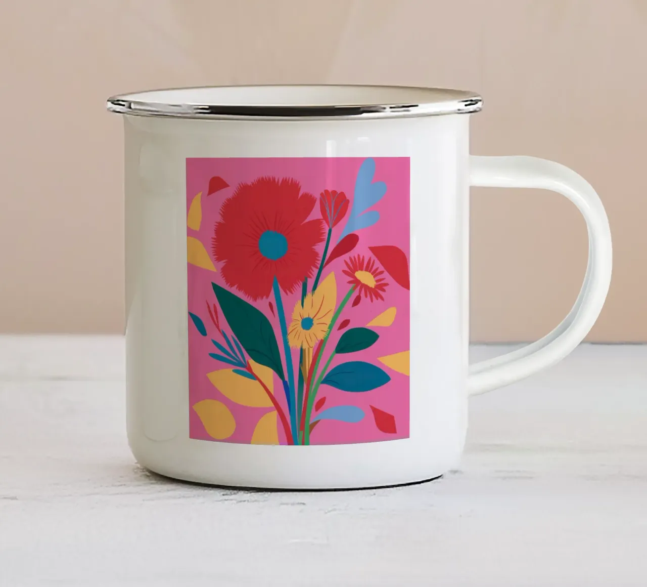Audace fioritura cremisi tazza in smalto da Trace Brush