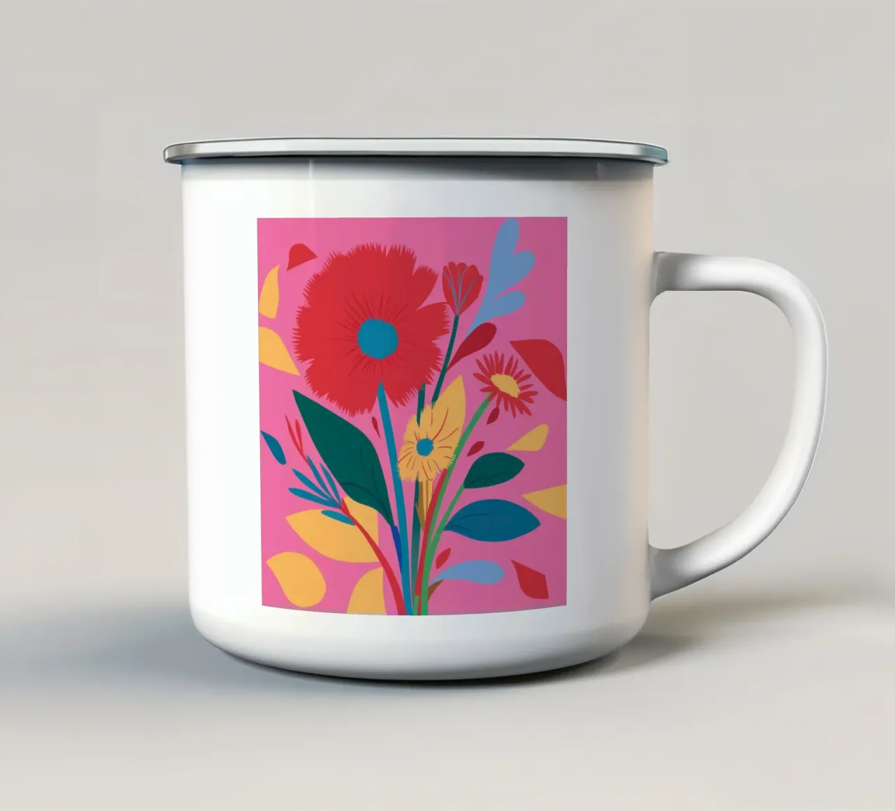Audace fioritura cremisi tazza in smalto da Trace Brush