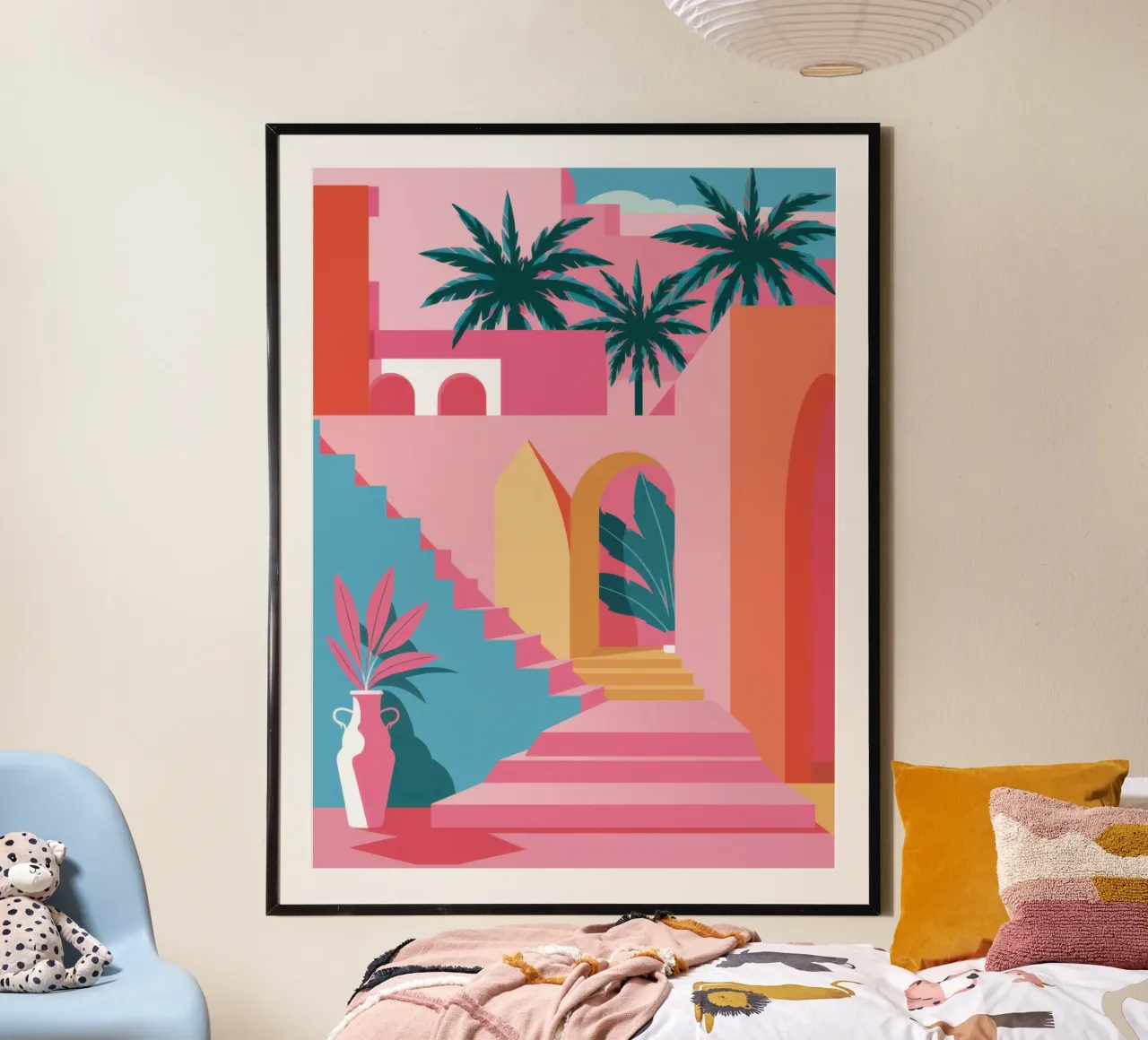 Escalier rose vers la mer poster de Mark Solaria