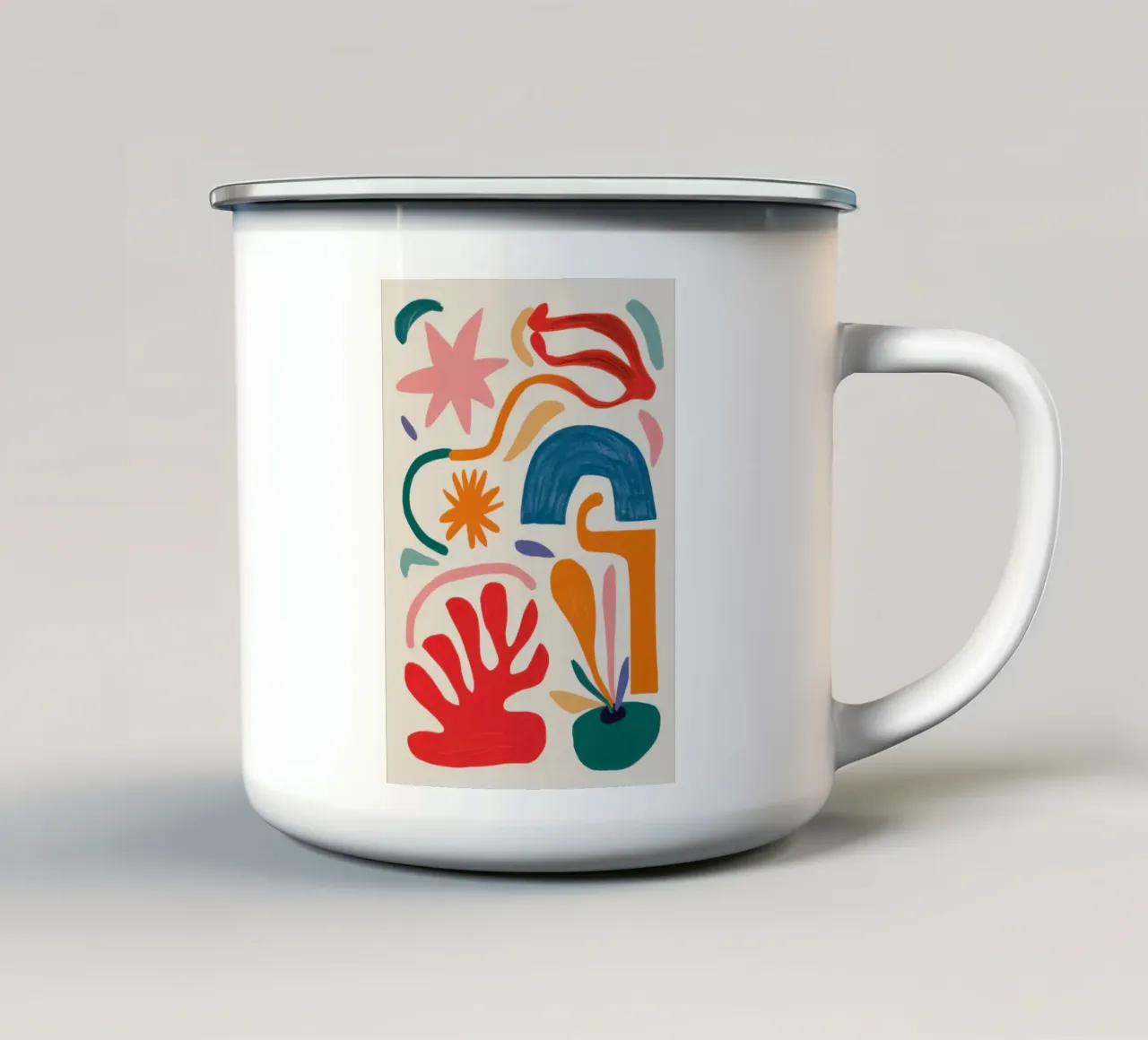 Gioco di forme ritmico tazza in smalto da Trace Brush