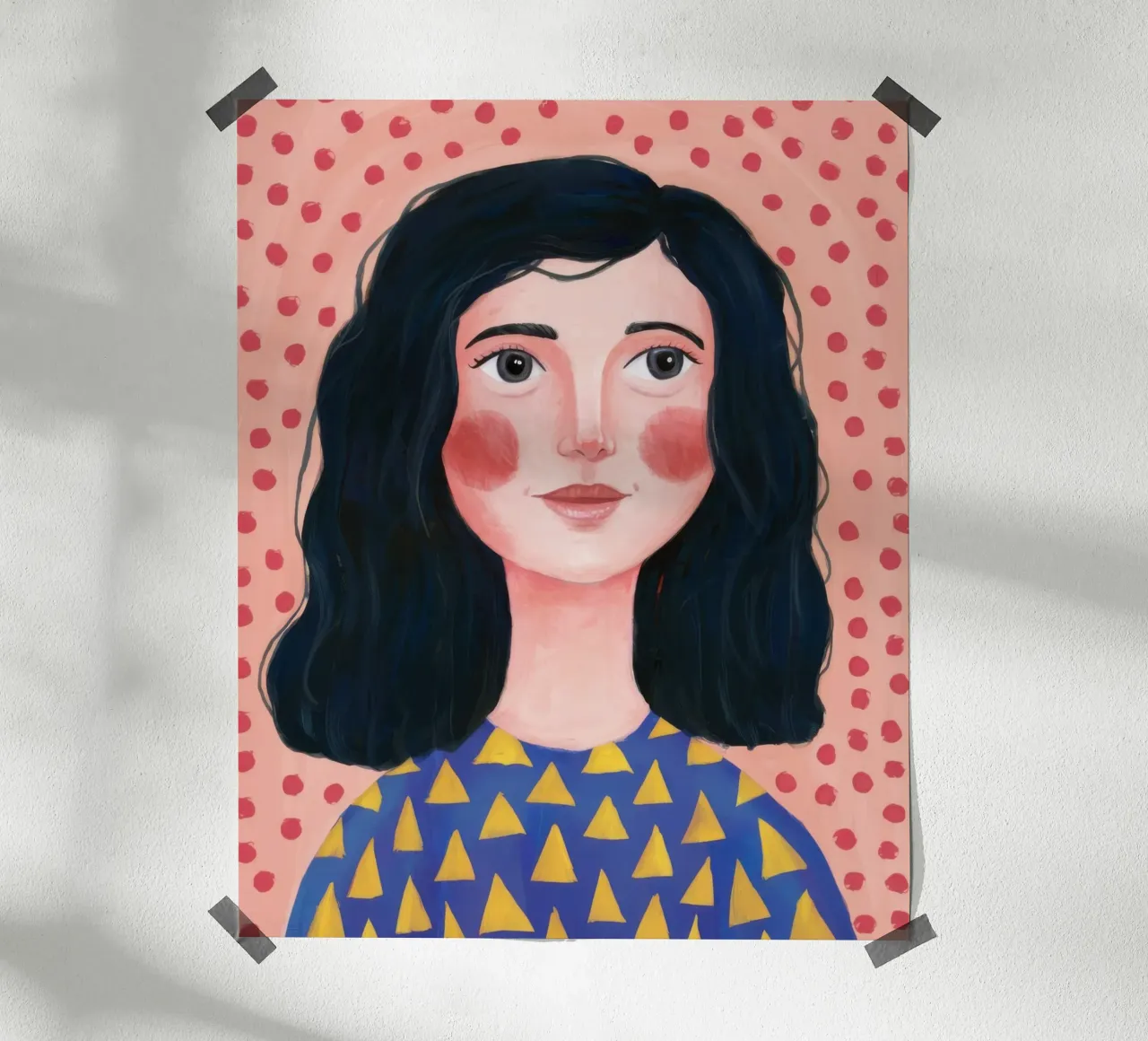Ritratto con sorriso gentile poster con telaio in legno da Gaia Viesta