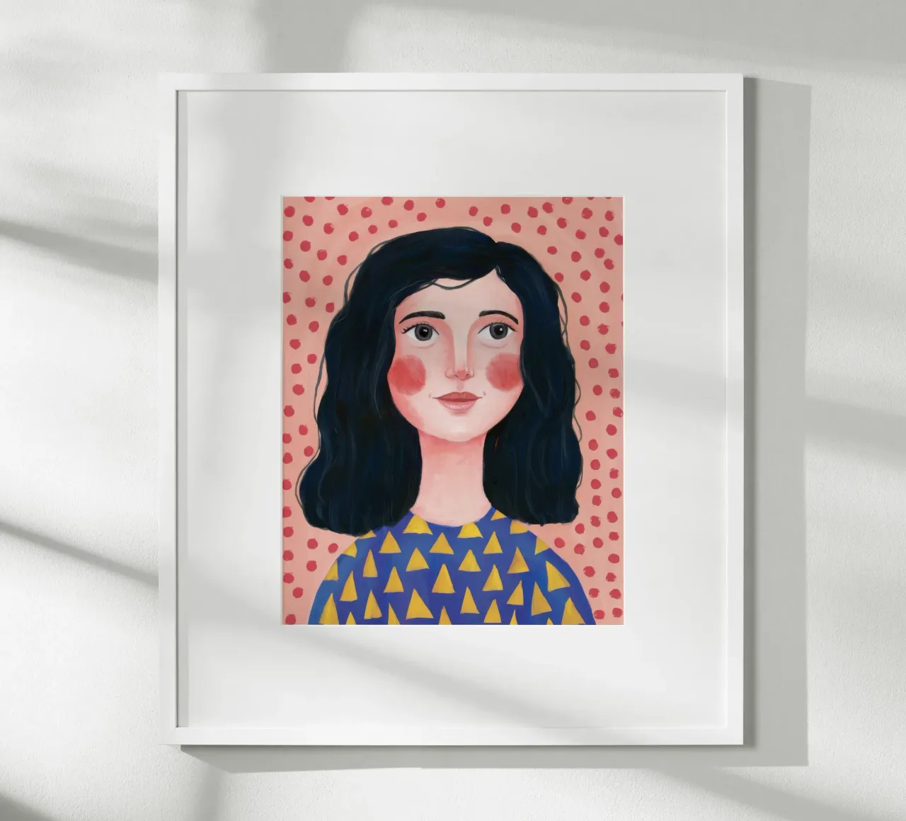 Ritratto con sorriso gentile poster con telaio in legno da Gaia Viesta