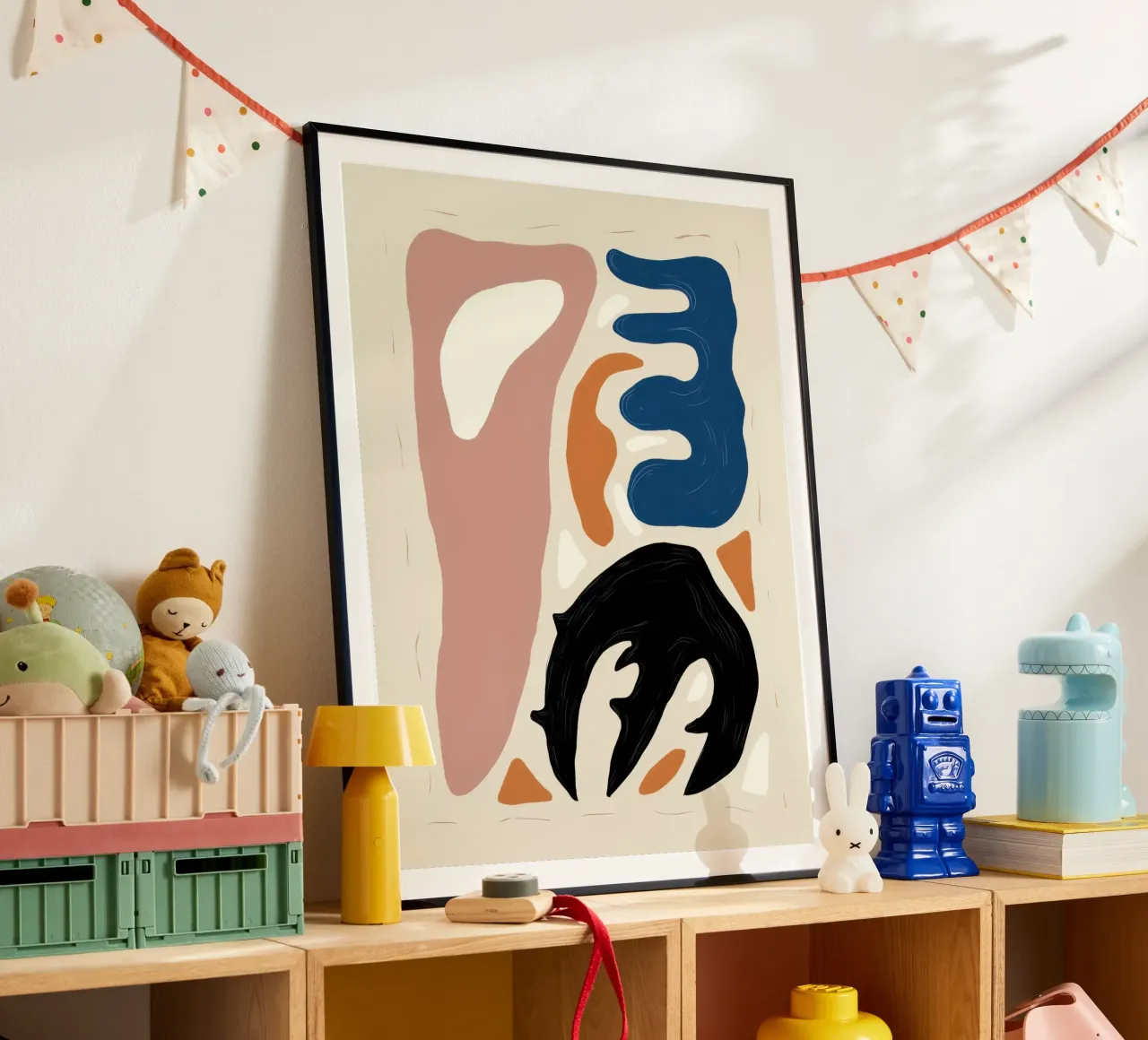 Glifi delle forme primarie poster con telaio in alluminio da Selene Shade