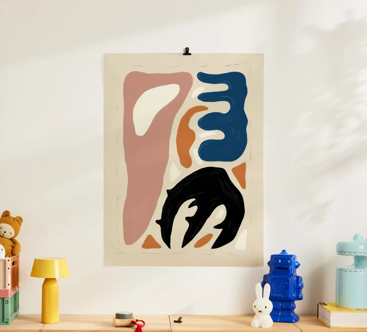 Glifi delle forme primarie poster con telaio in alluminio da Selene Shade
