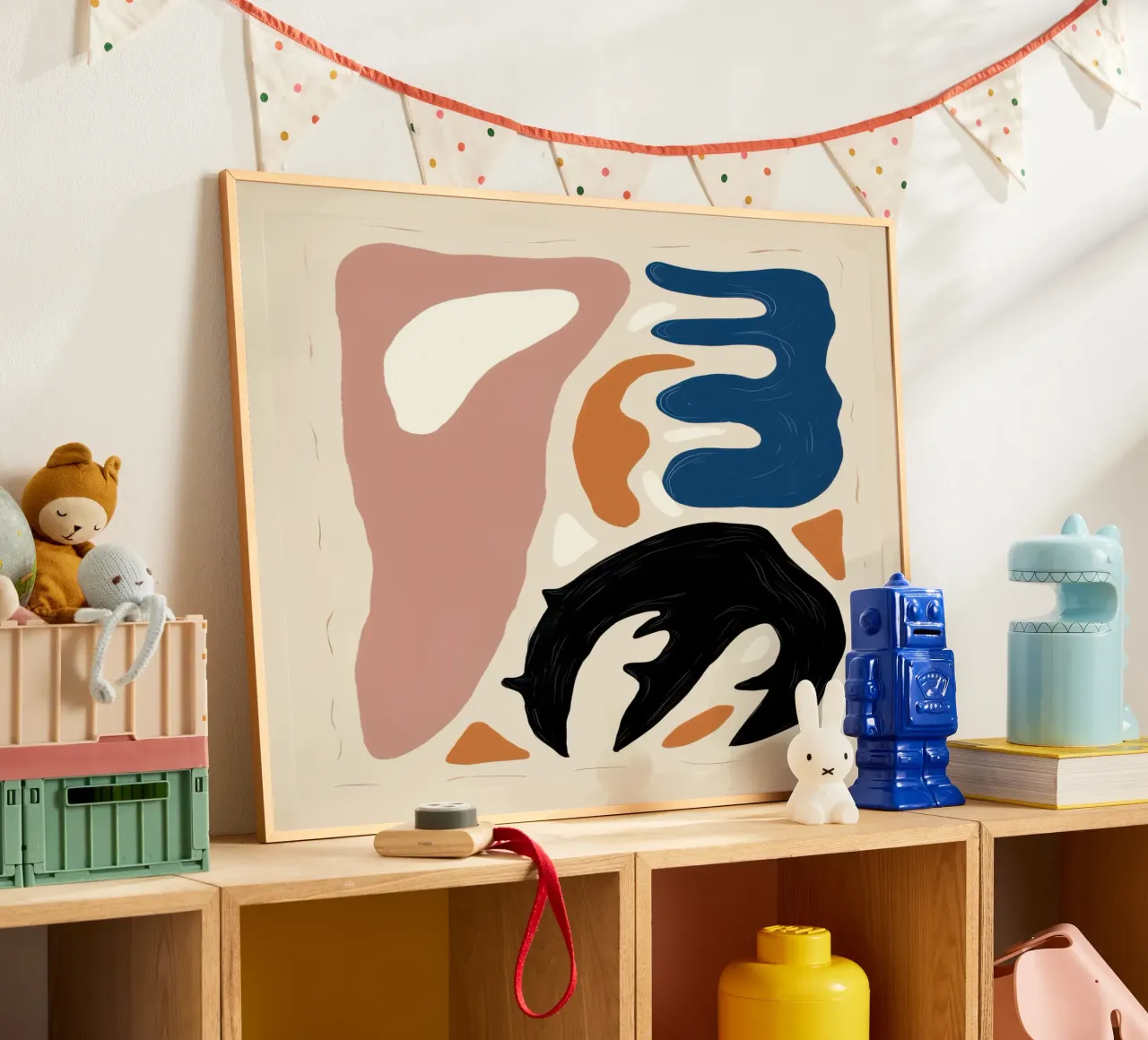 Glifi delle forme primarie poster con telaio in alluminio da Selene Shade