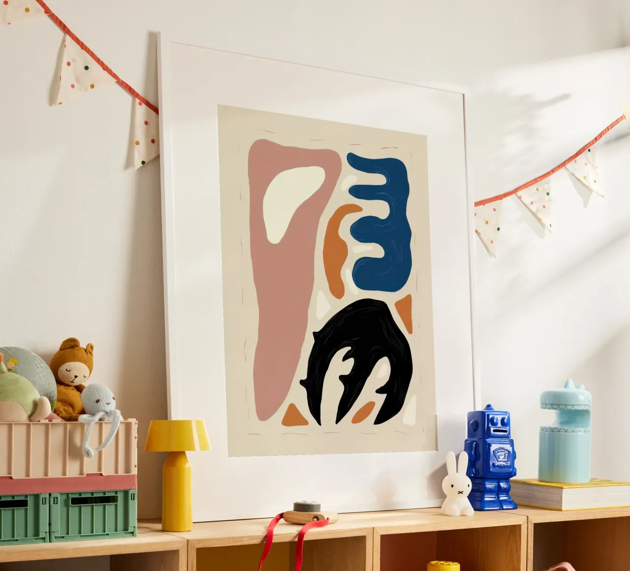 Glifi delle forme primarie poster con telaio in alluminio da Selene Shade