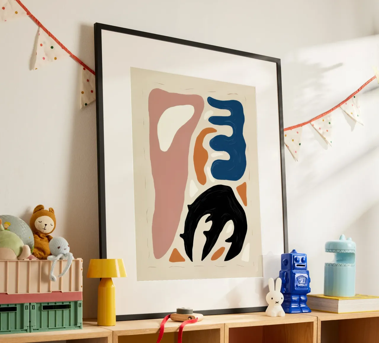 Glifi delle forme primarie poster con telaio in alluminio da Selene Shade