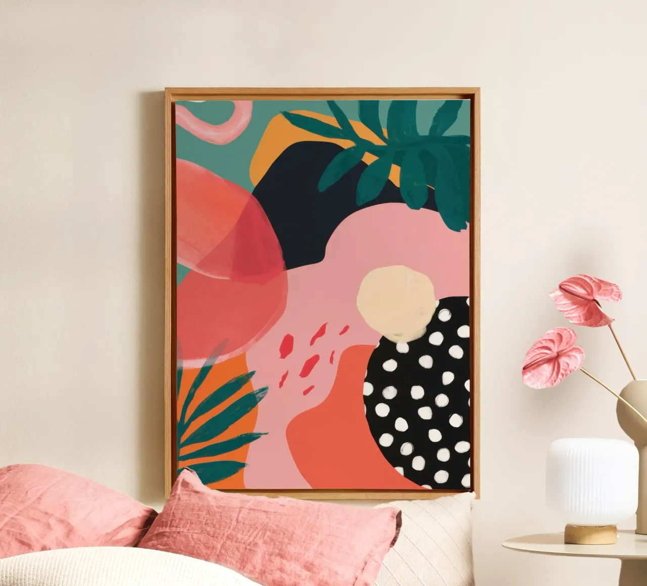 Abstract Polka Dot Profile canvas with Floater frame by Irish Strokes