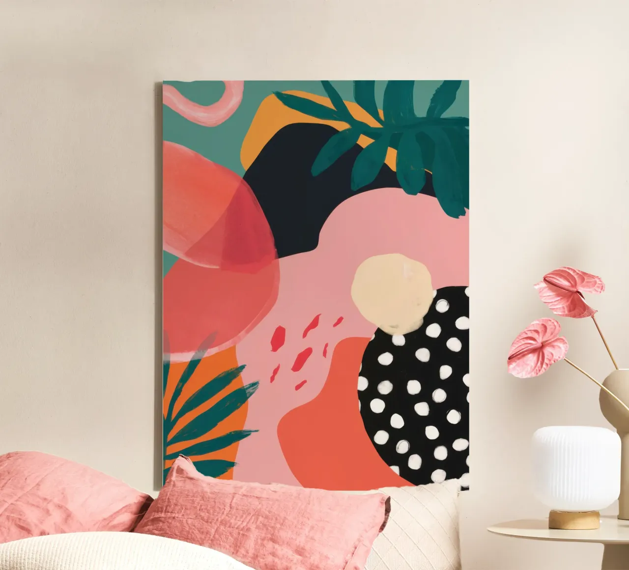 Abstract Polka Dot Profile canvas with Floater frame by Irish Strokes