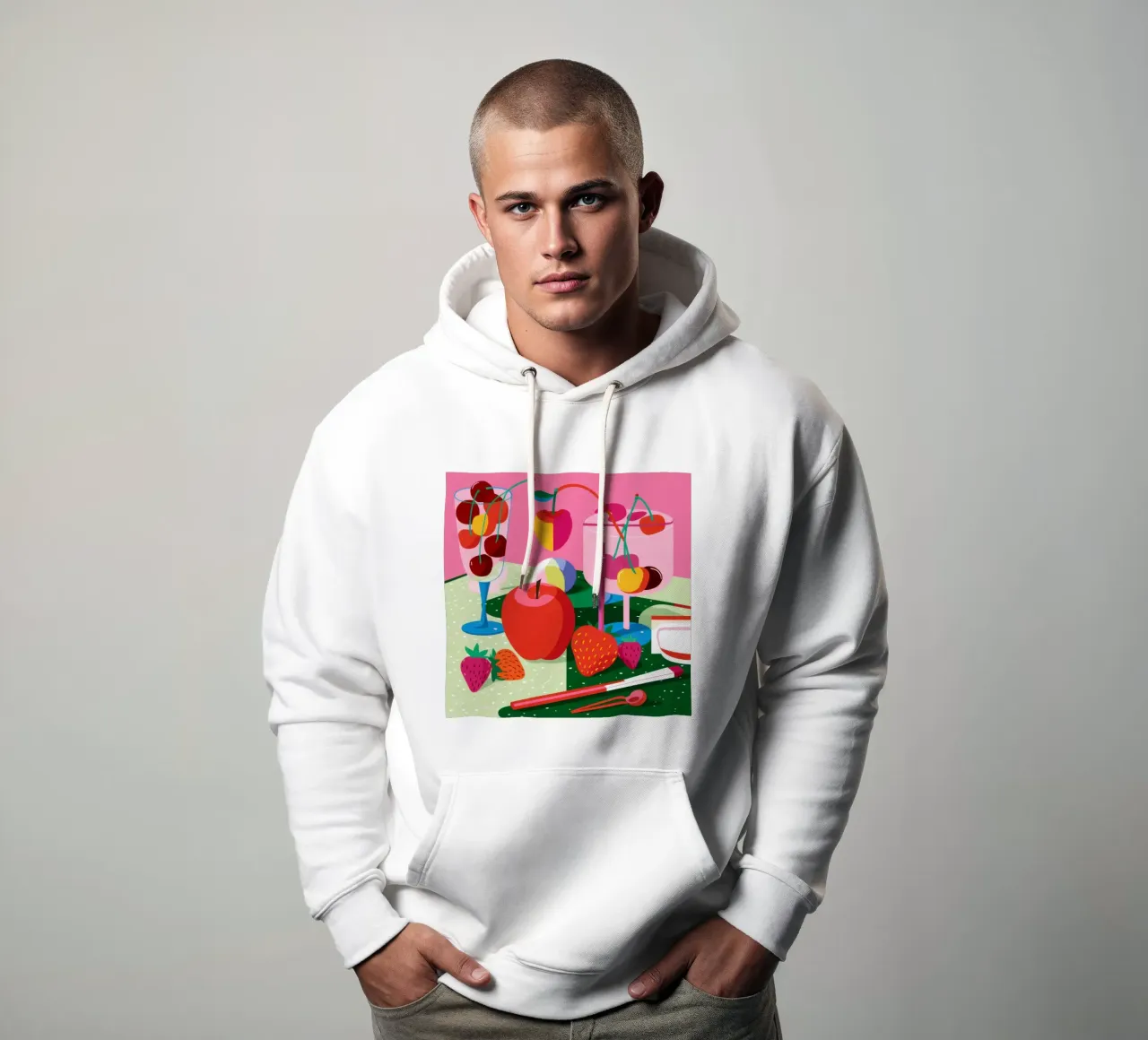 Pila di frutta Pop Art felpa con cappuccio da Trace Brush
