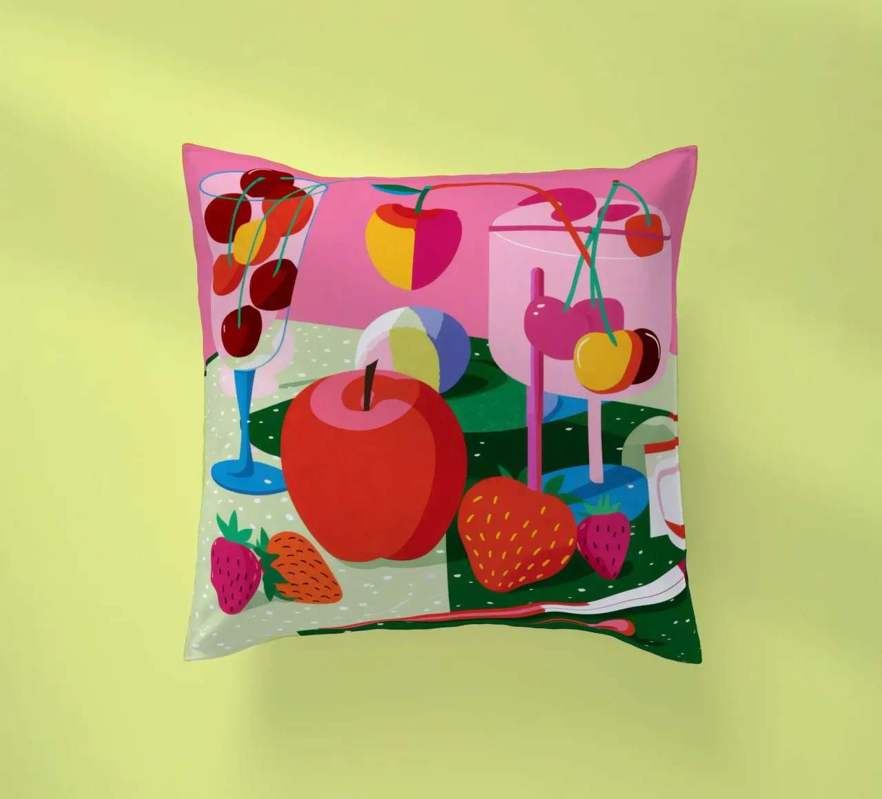 Pila di frutta Pop Art cuscino da Trace Brush