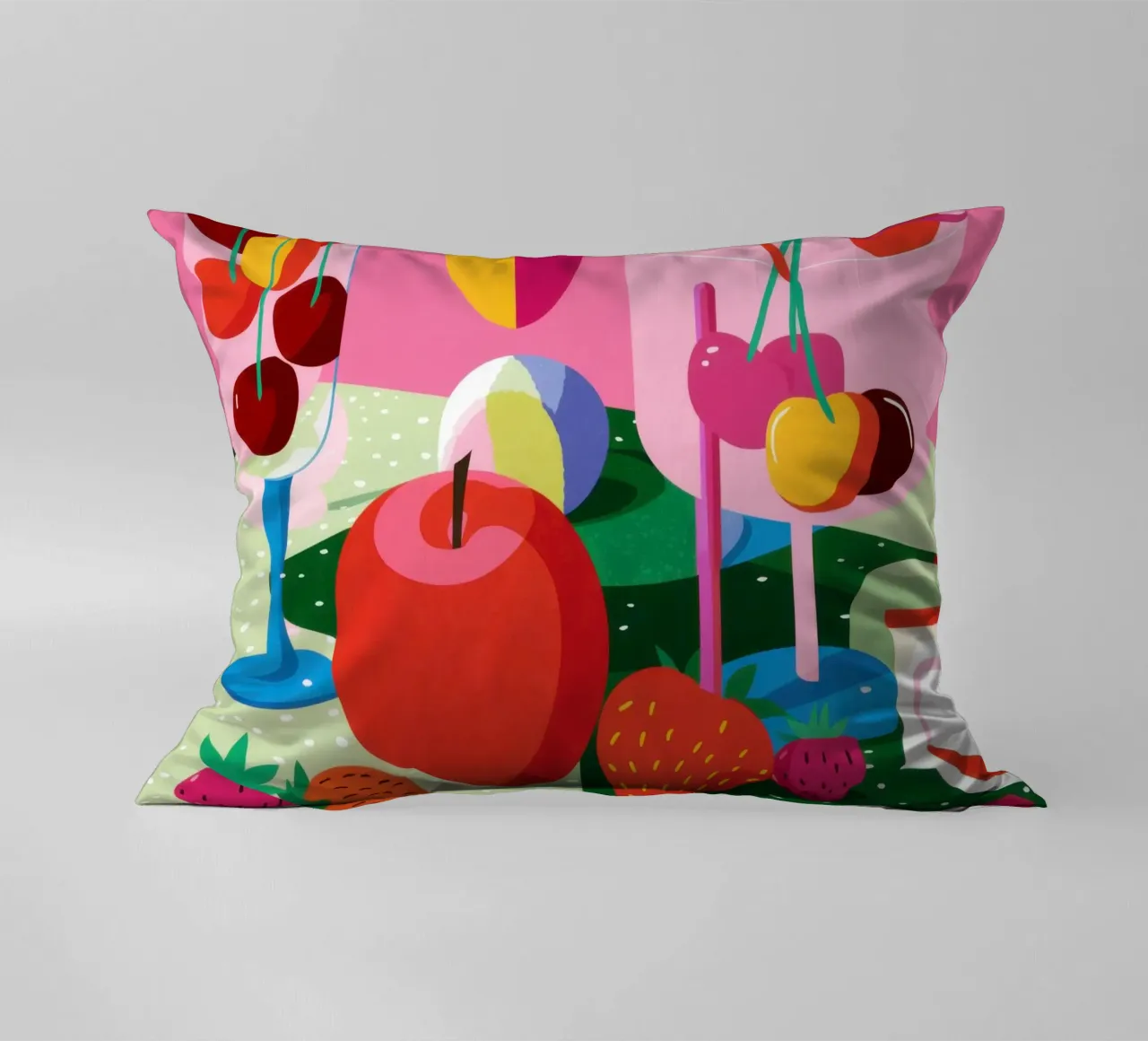 Pila di frutta Pop Art cuscino da Trace Brush