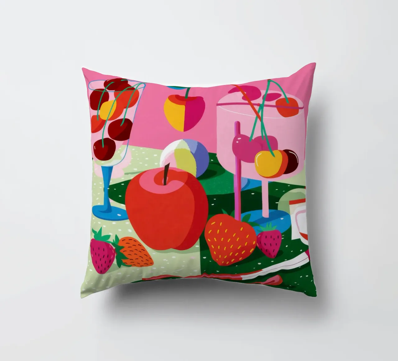 Pila di frutta Pop Art cuscino da Trace Brush