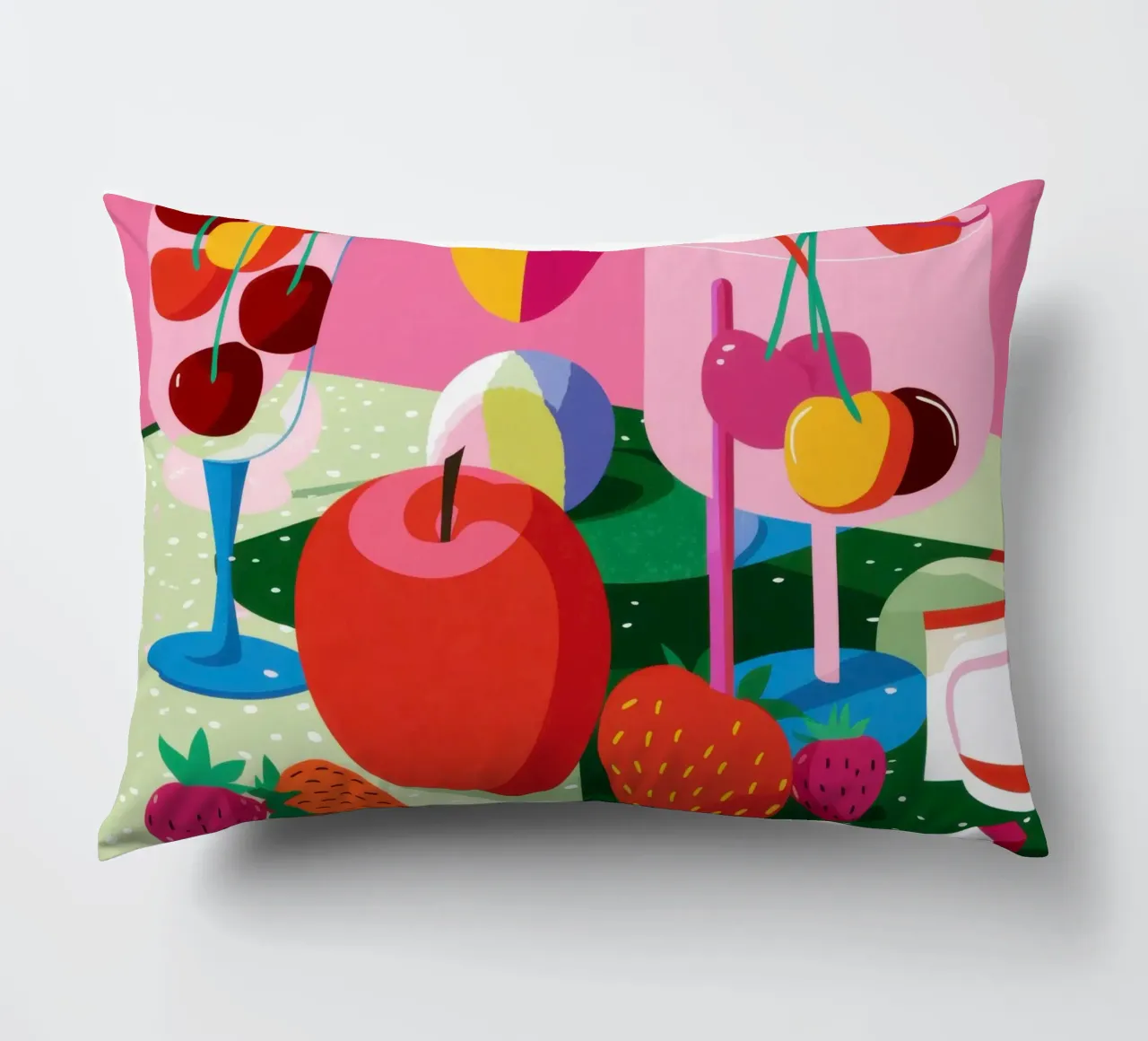 Pila di frutta Pop Art cuscino da Trace Brush