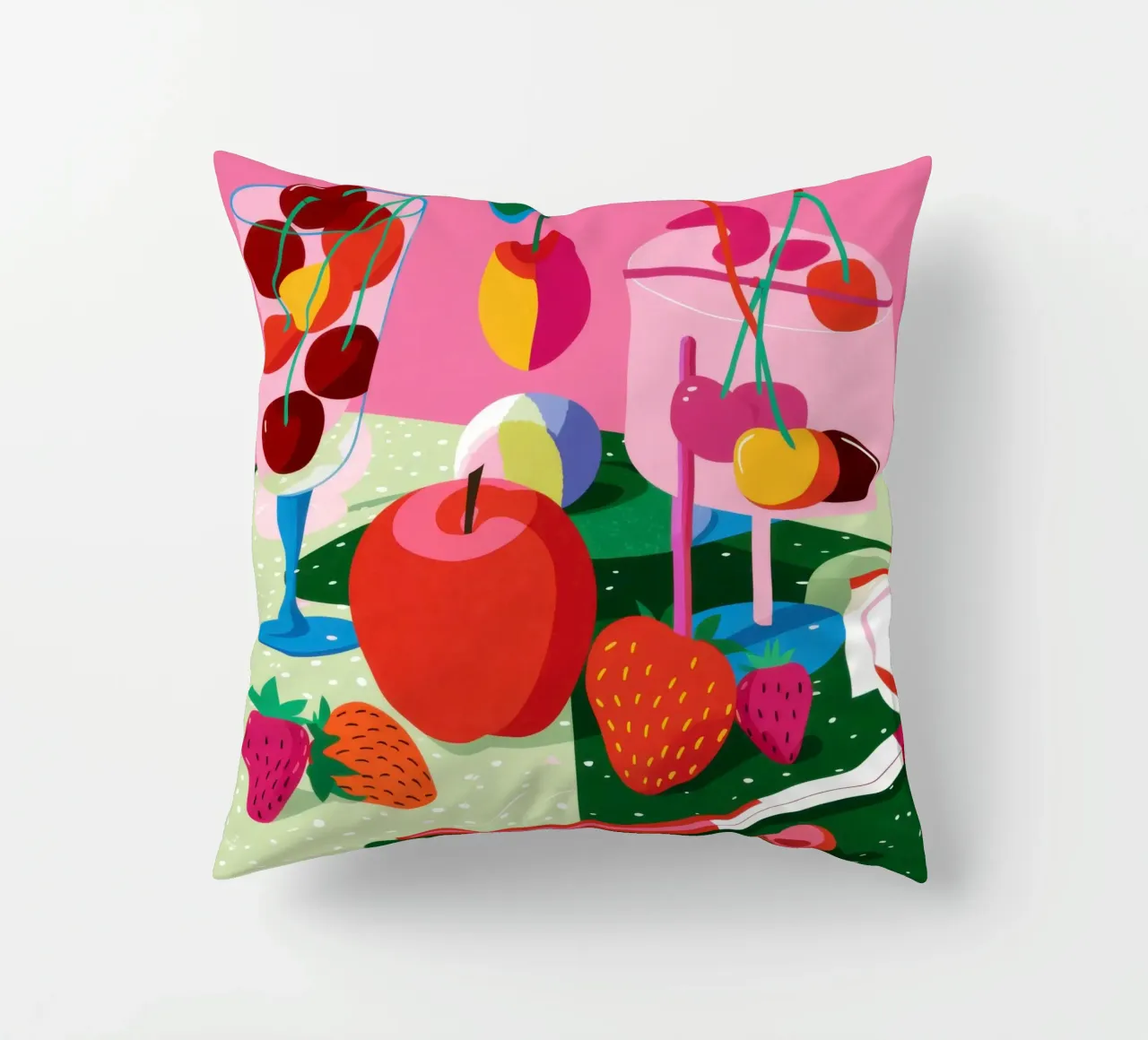 Pila di frutta Pop Art cuscino da Trace Brush