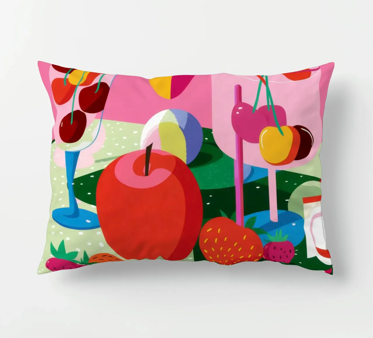 Pila di frutta Pop Art cuscino da Trace Brush