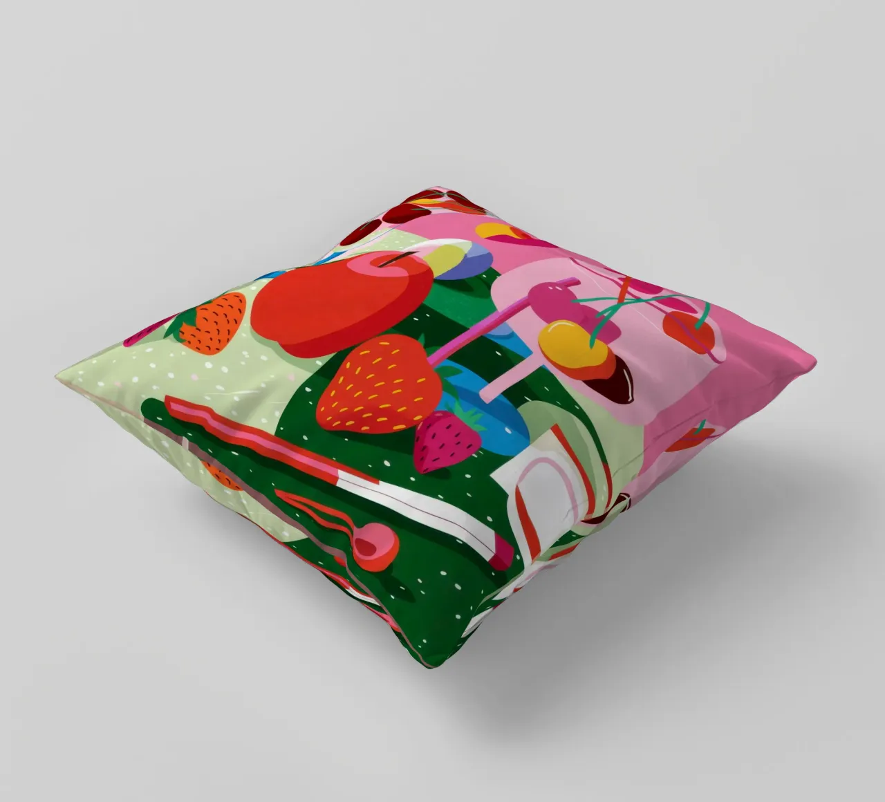 Pila di frutta Pop Art cuscino da Trace Brush
