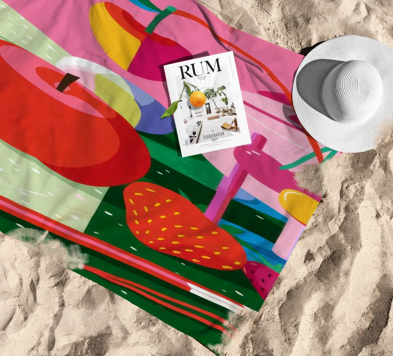 Pila di frutta Pop Art telo mare da Trace Brush