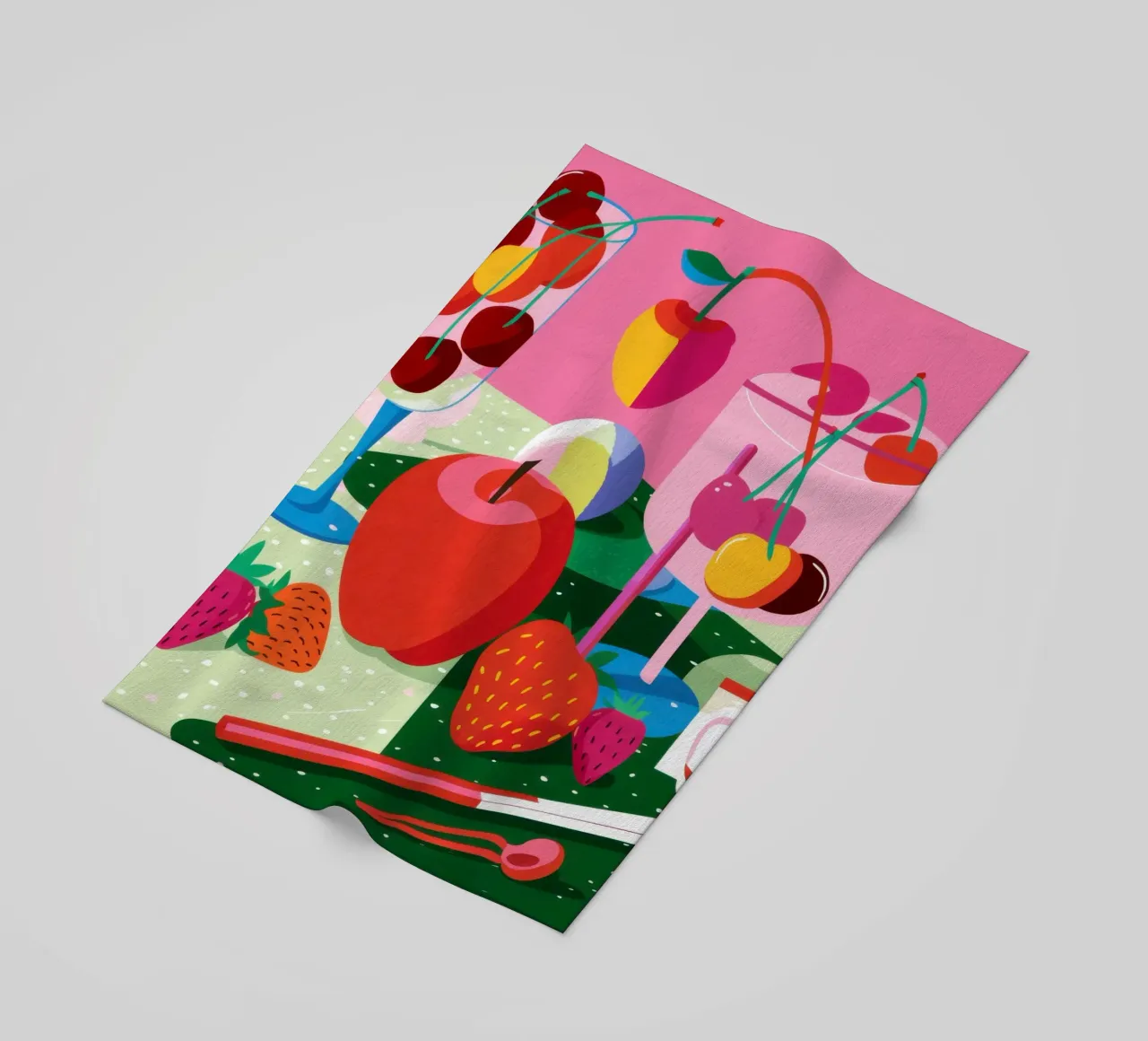 Pila di frutta Pop Art telo mare da Trace Brush