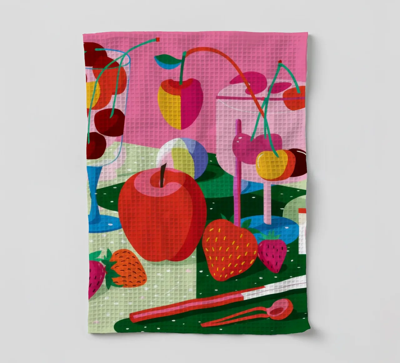 Pila di frutta Pop Art canovaccio da cucina da Trace Brush