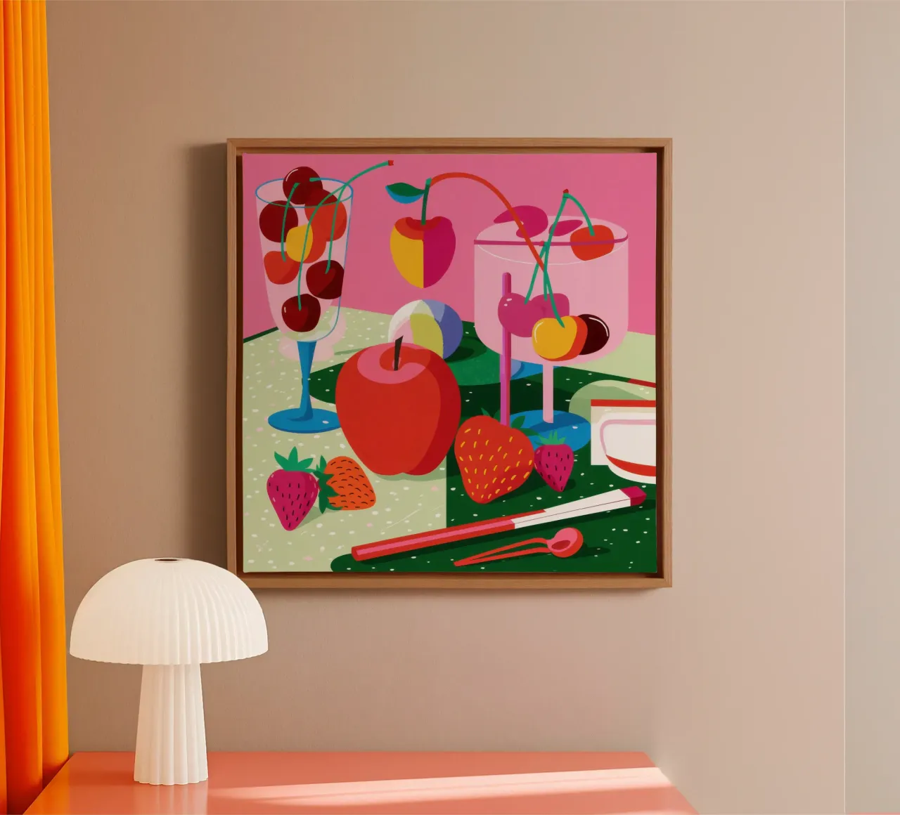 Pila di frutta Pop Art tela con Cornice a cassetta da Trace Brush