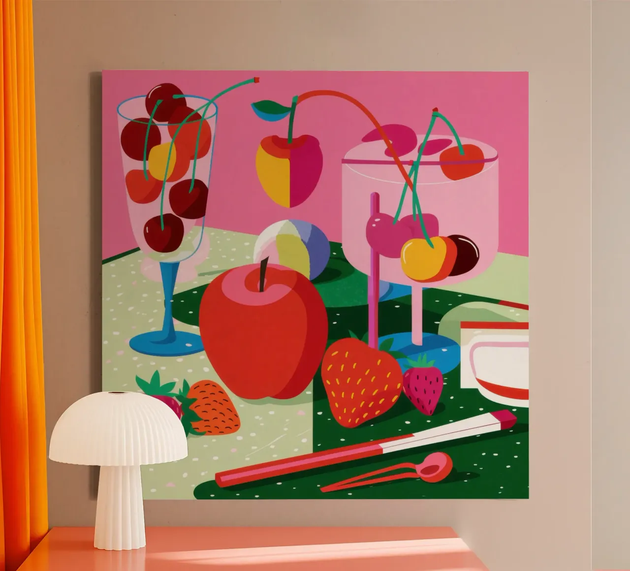 Pila di frutta Pop Art tela con Cornice a cassetta da Trace Brush