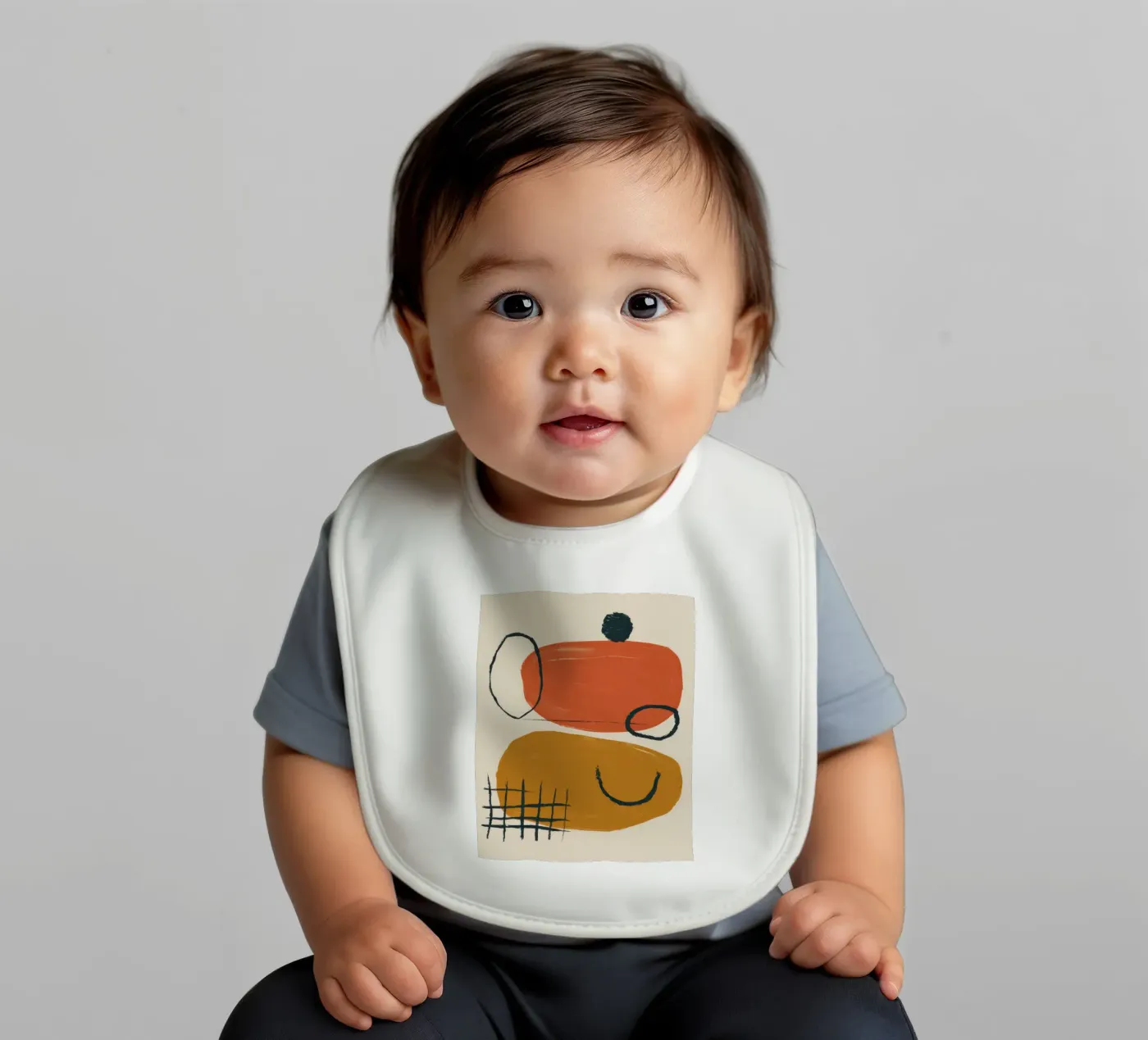 Terracotta Shape Study baby bib by Gaia Viesta