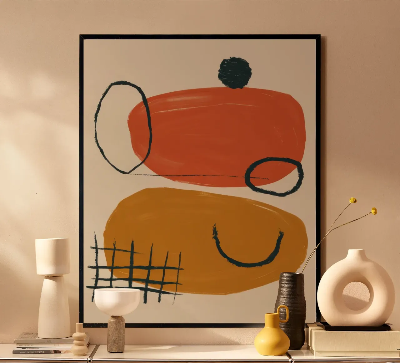 Terracotta Shape Study poster con telaio in alluminio da Gaia Viesta