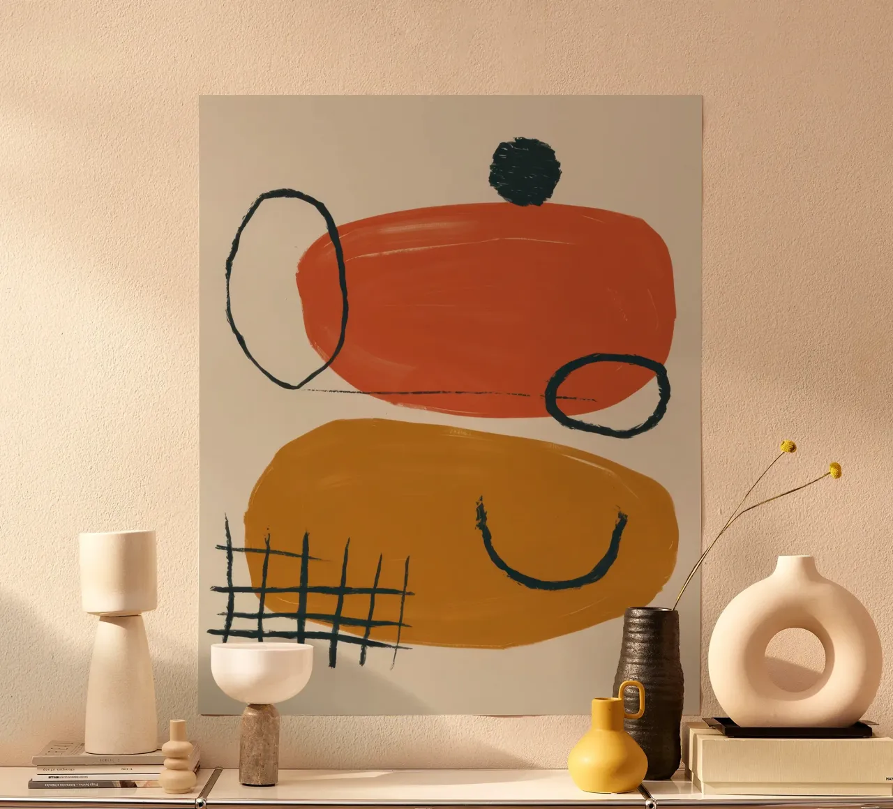 Terracotta Shape Study poster con telaio in alluminio da Gaia Viesta