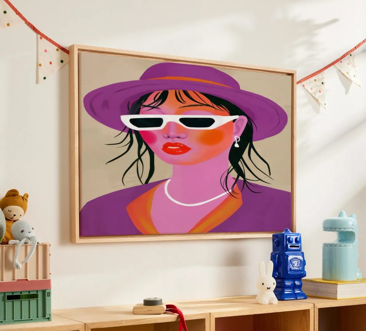 Diva della Pop Art viola tela con Cornice a cassetta da Luna Aura
