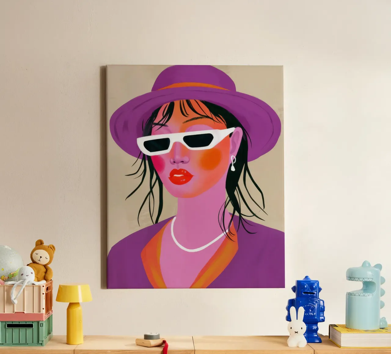 Diva della Pop Art viola tela con Cornice a cassetta da Luna Aura