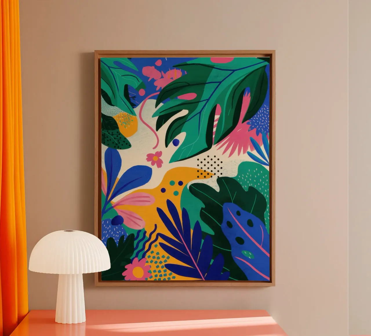 Bird of Paradise Abstract canvas with Floater frame by Luna Aura