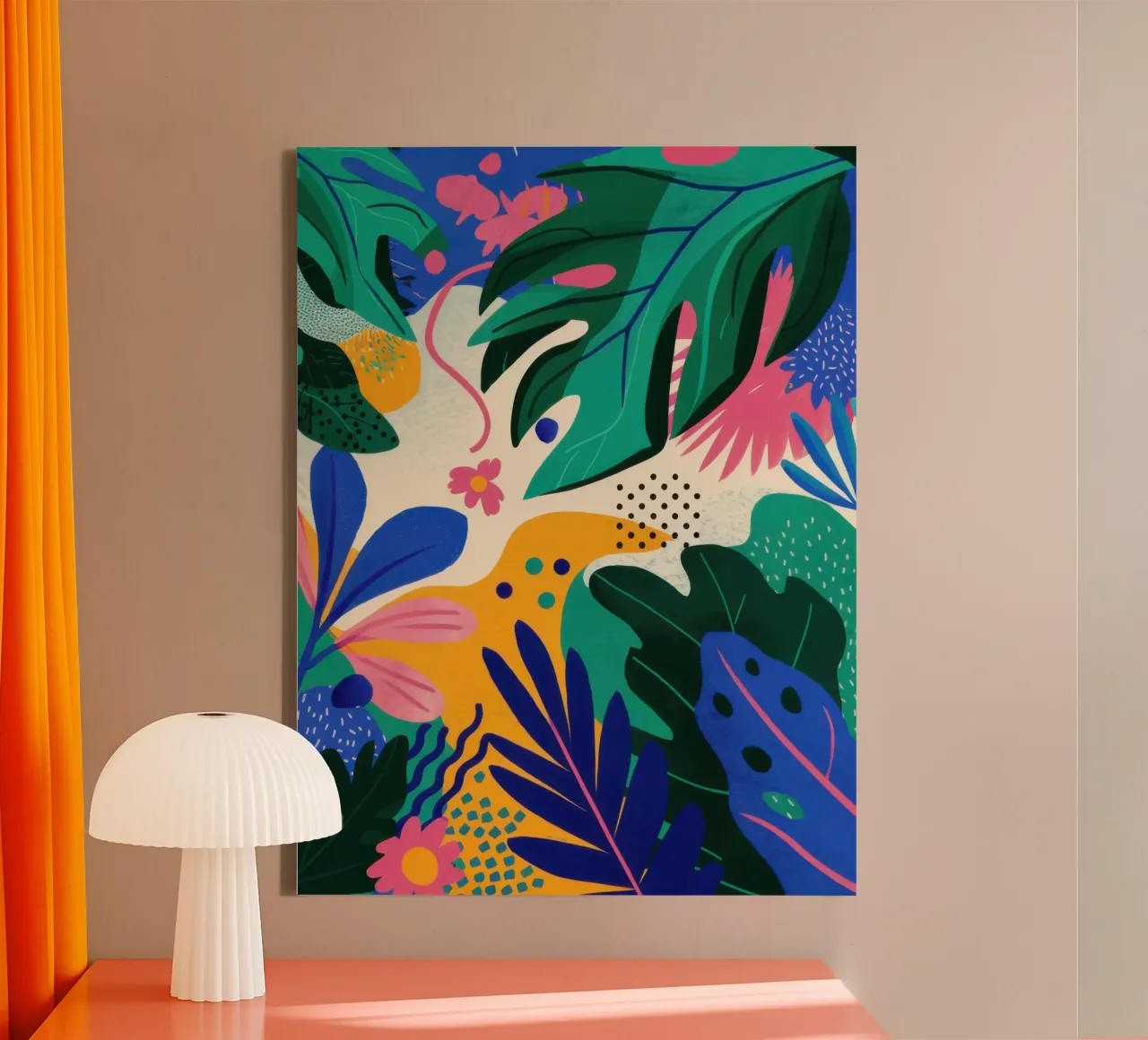 Bird of Paradise Abstract canvas with Floater frame by Luna Aura