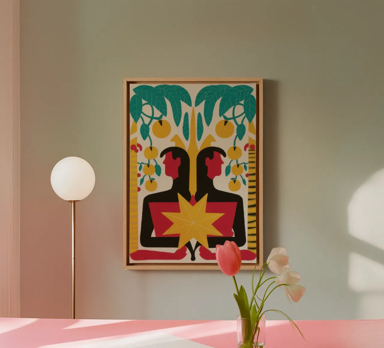 Twin Goddesses Portrait canvas with Floater frame by Mark Solaria