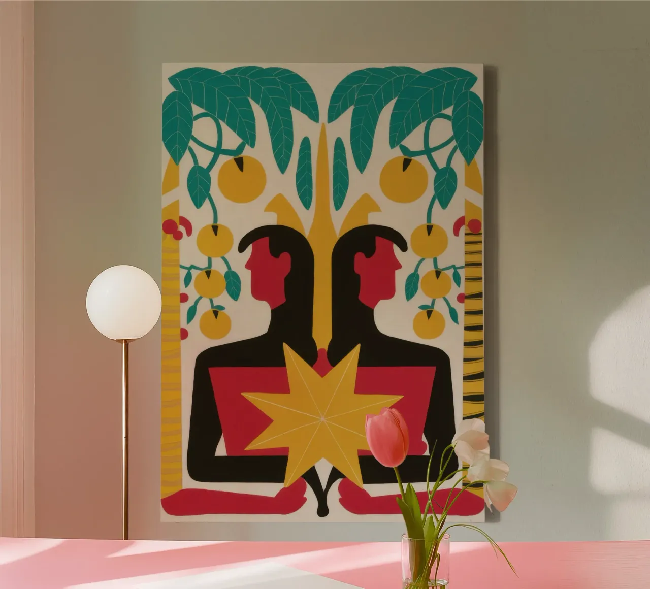 Twin Goddesses Portrait canvas with Floater frame by Mark Solaria