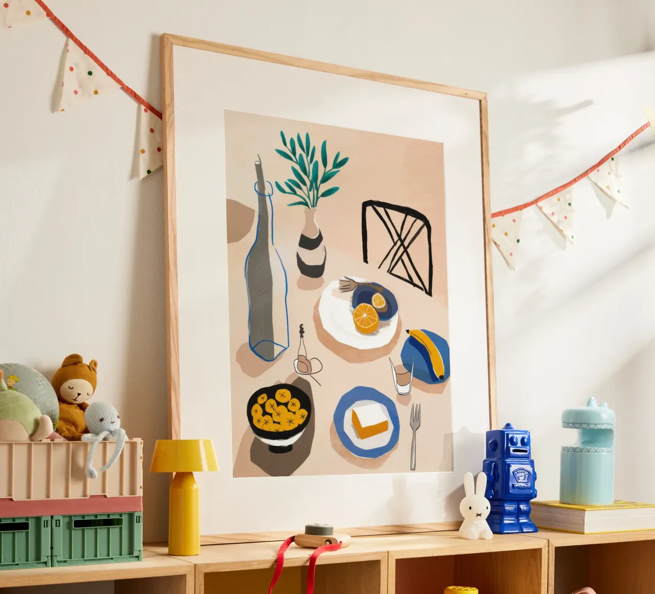 Modernist Dinner Table Poster mit Kunststoffrahmen von Gaia Viesta