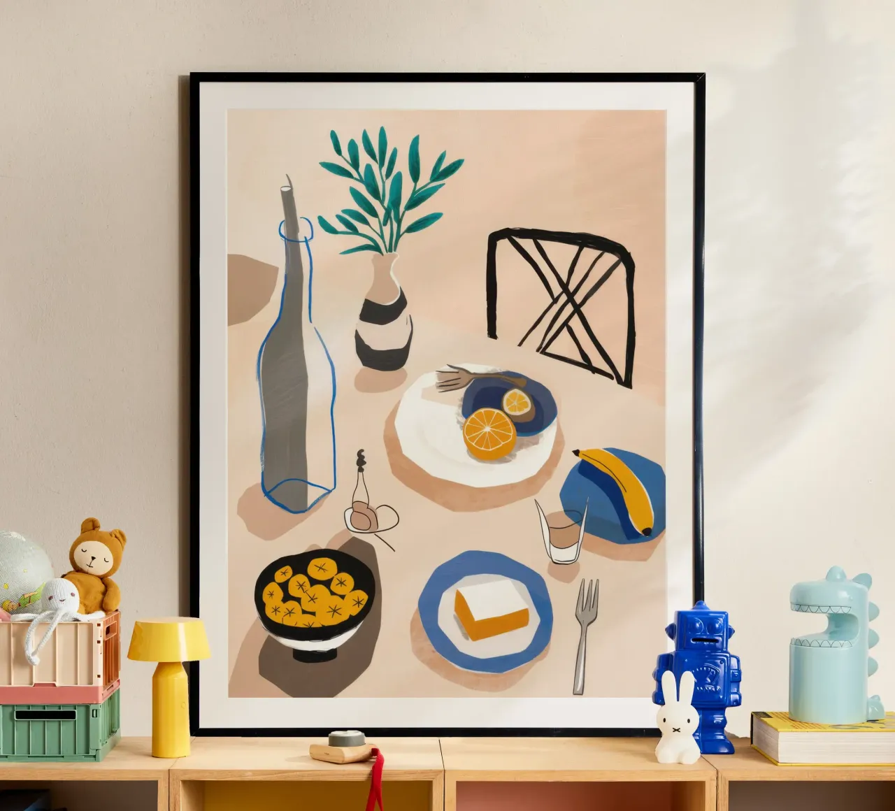 Modernist Dinner Table Poster mit Kunststoffrahmen von Gaia Viesta